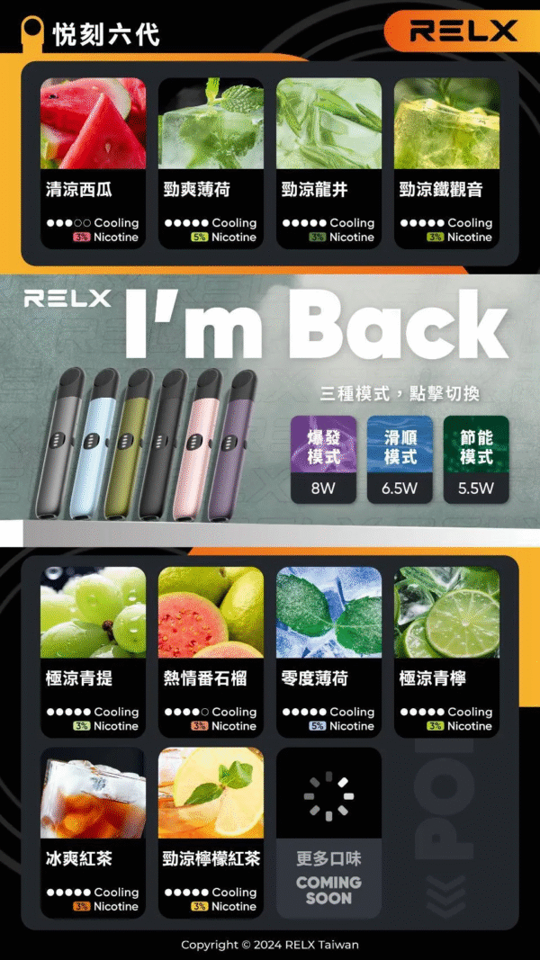 RELX悅刻六代煙彈3顆入 / 不通用一代 / 全新升級 更醇厚的霧化體驗