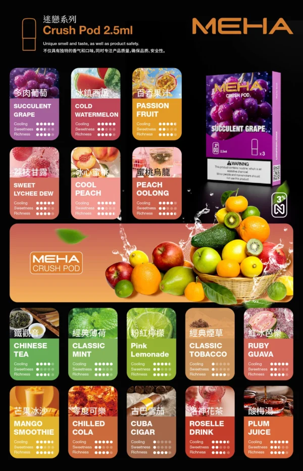 MEHA魅嗨五代煙彈/不通用一代【買五送一盒】隨機口味驚喜🎁